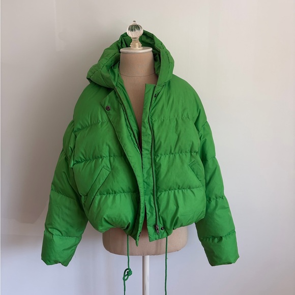 Velvet by Graham & Spencer Puffer Jacket Green Hooded Zip S - Picture 2 of 11